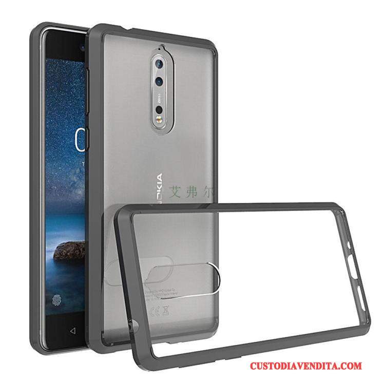 Custodia Nokia 3 Anti-caduta Trasparente, Cover Nokia 3 Nero Morbido