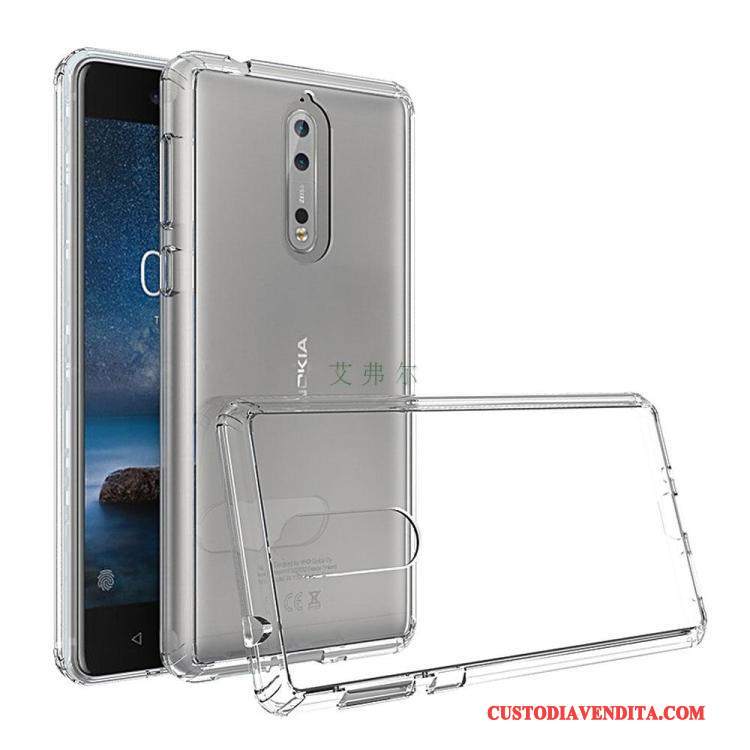 Custodia Nokia 3 Anti-caduta Trasparente, Cover Nokia 3 Nero Morbido