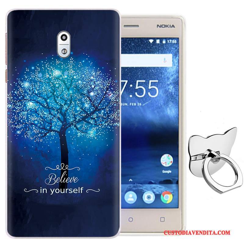 Custodia Nokia 3 Protezione Fibbia Morbido, Cover Nokia 3 Cartone Animato Porpora Ring