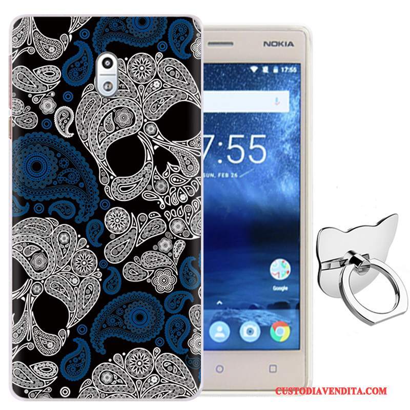 Custodia Nokia 3 Protezione Fibbia Morbido, Cover Nokia 3 Cartone Animato Porpora Ring