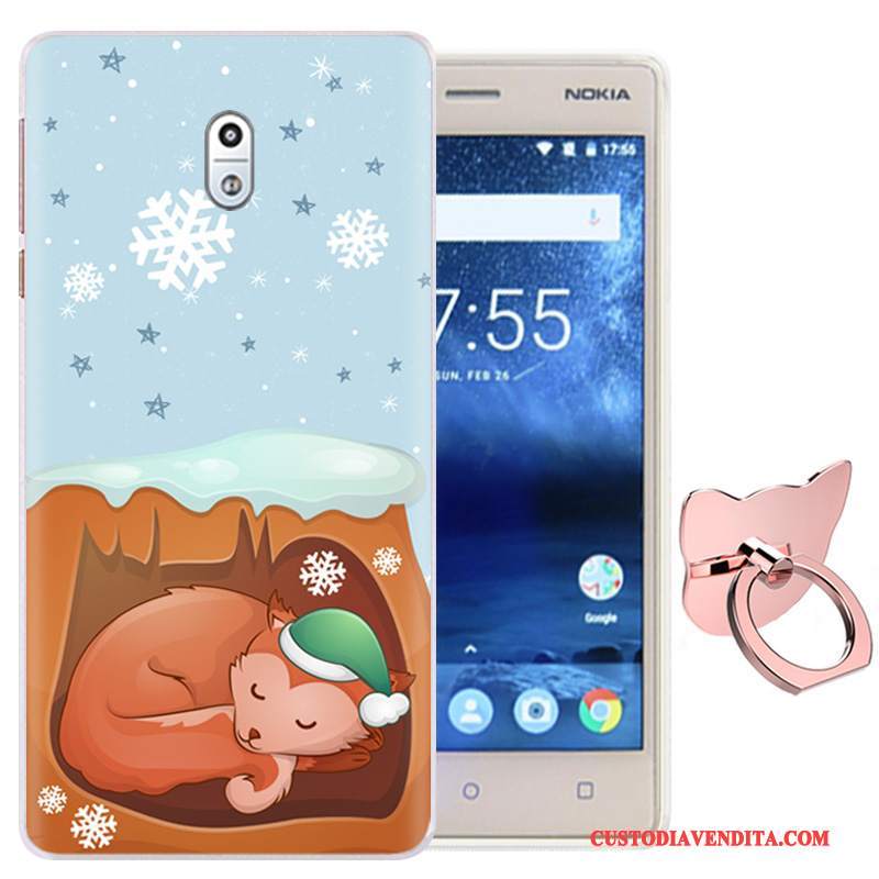 Custodia Nokia 3 Protezione Fibbia Morbido, Cover Nokia 3 Cartone Animato Porpora Ring