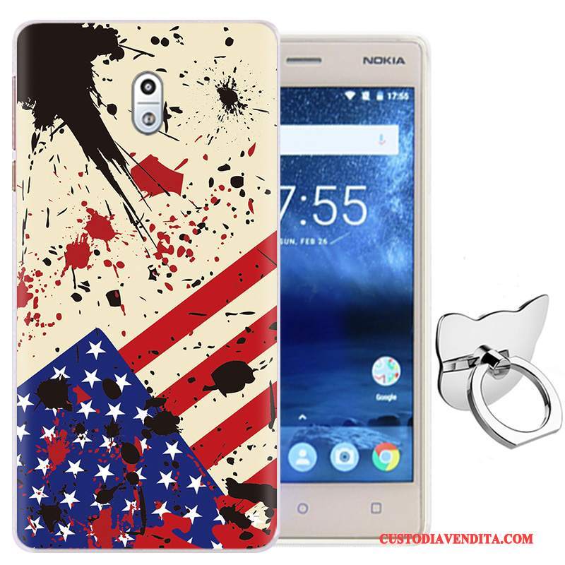 Custodia Nokia 3 Protezione Fibbia Morbido, Cover Nokia 3 Cartone Animato Porpora Ring