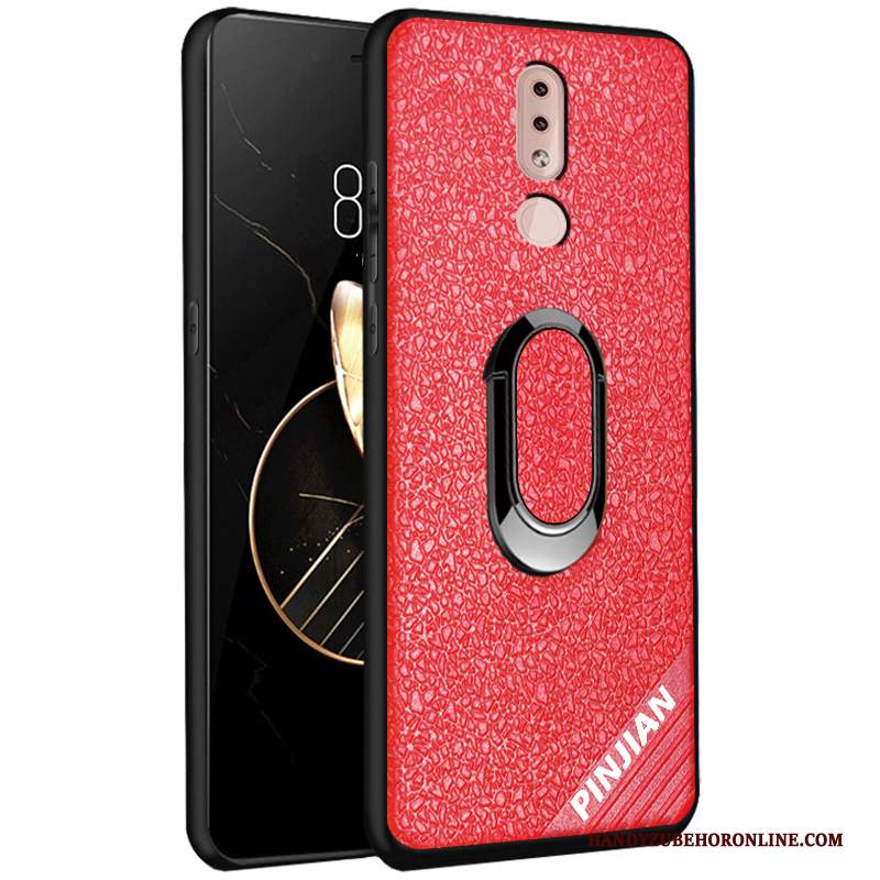 Custodia Nokia 4.2 Pelle Antiscivolo Modello, Cover Nokia 4.2 Goffratura Macchiati Rosso