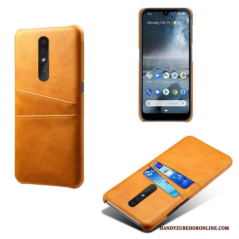 Custodia Nokia 4.2 Pelle Telefono Carta, Cover Nokia 4.2 Protezione Giallo Anti-caduta