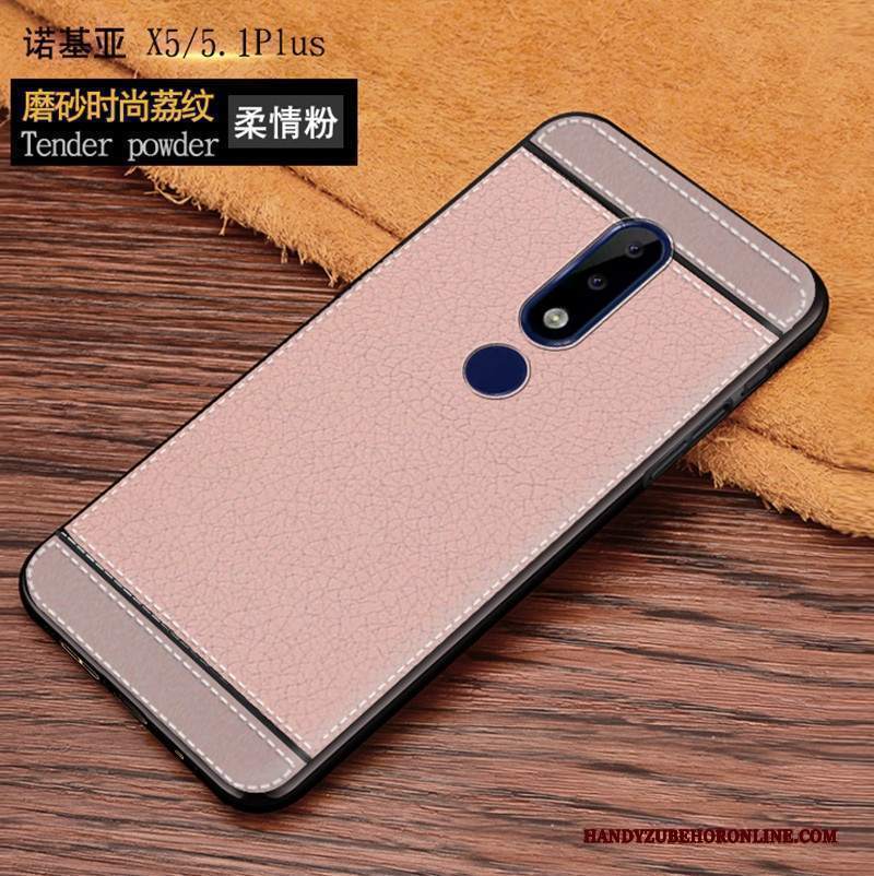 Custodia Nokia 5.1 Plus Moda Tutto Incluso Tendenza, Cover Nokia 5.1 Plus Pelle Rosa Morbido