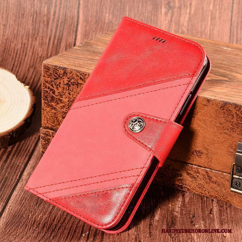 Custodia Nokia 5.1 Plus Pelle Rosso Nuovo, Cover Nokia 5.1 Plus Portafoglio Carta Vento