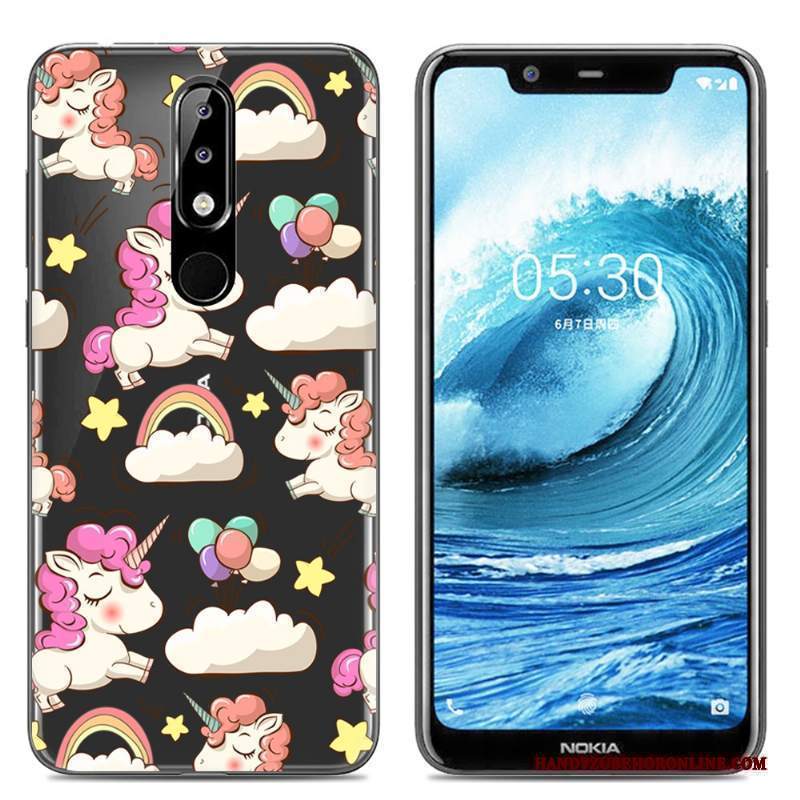 Custodia Nokia 5.1 Plus Silicone Telefono Rosa, Cover Nokia 5.1 Plus Protezione Morbido Trasparente