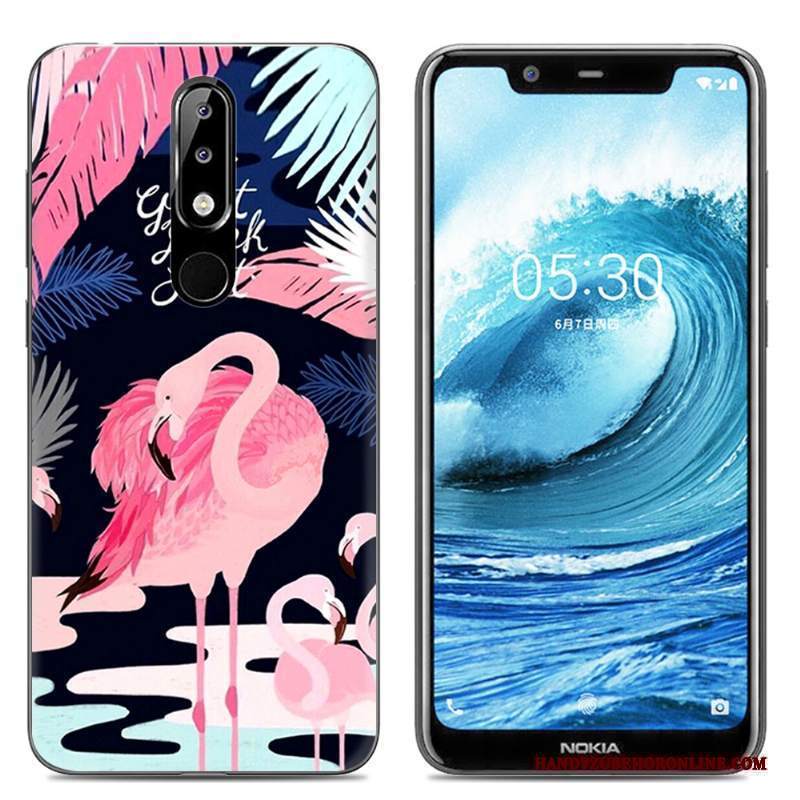 Custodia Nokia 5.1 Plus Silicone Telefono Rosa, Cover Nokia 5.1 Plus Protezione Morbido Trasparente