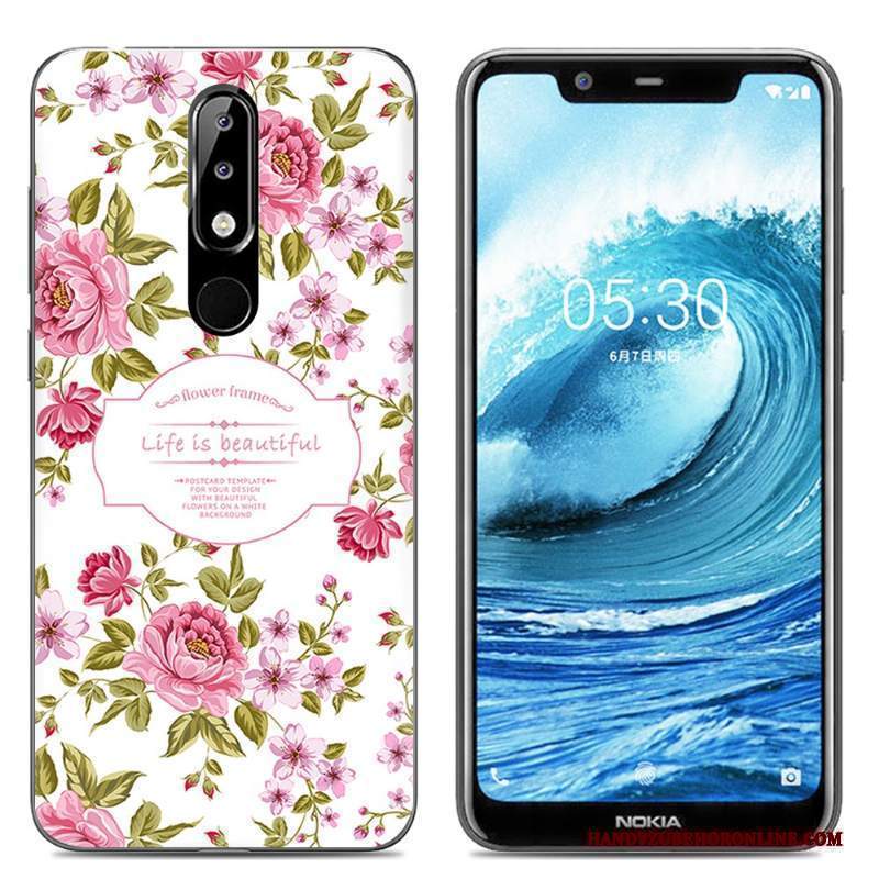 Custodia Nokia 5.1 Plus Silicone Telefono Rosa, Cover Nokia 5.1 Plus Protezione Morbido Trasparente