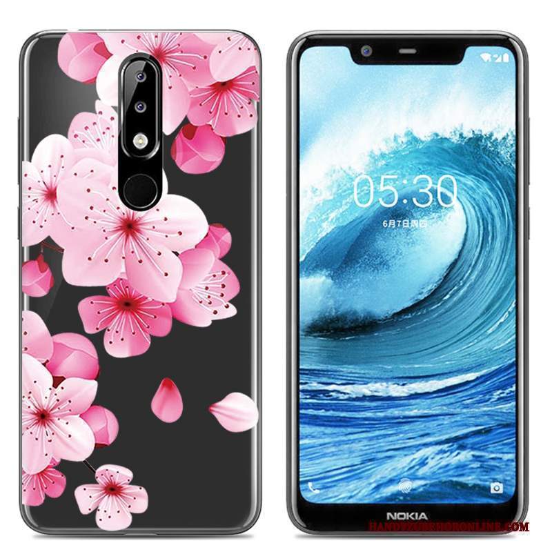 Custodia Nokia 5.1 Plus Silicone Telefono Rosa, Cover Nokia 5.1 Plus Protezione Morbido Trasparente