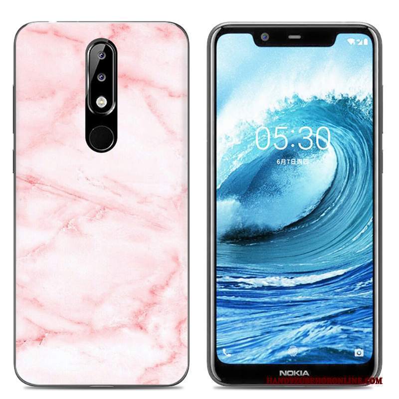 Custodia Nokia 5.1 Plus Silicone Telefono Rosa, Cover Nokia 5.1 Plus Protezione Morbido Trasparente