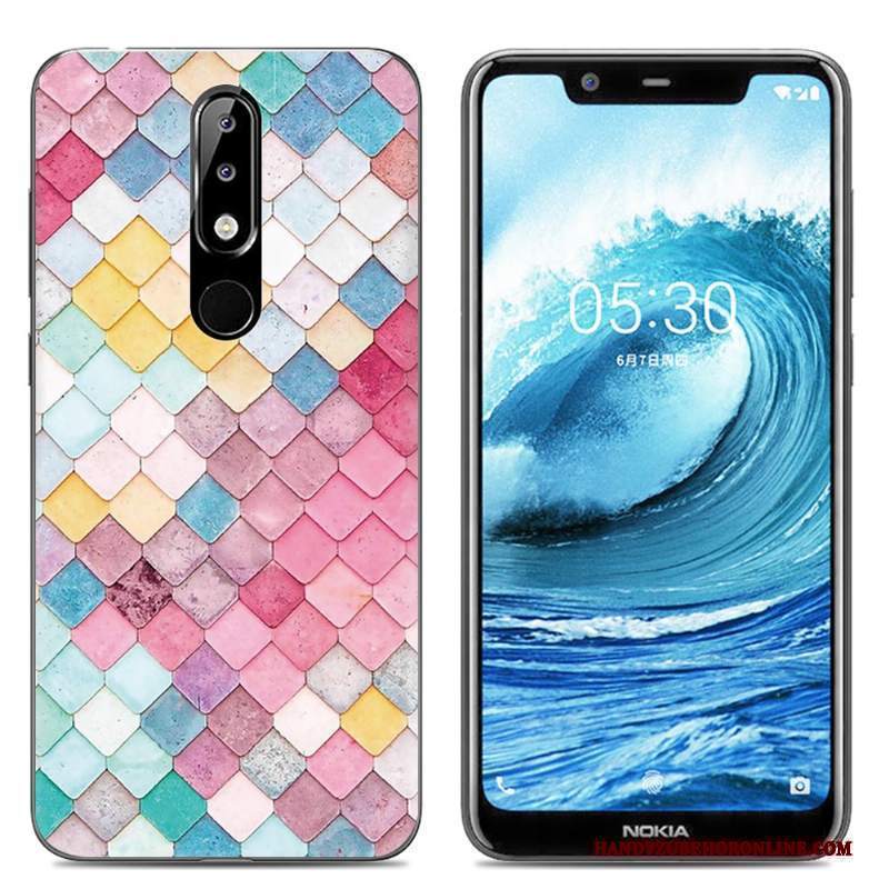 Custodia Nokia 5.1 Plus Silicone Telefono Rosa, Cover Nokia 5.1 Plus Protezione Morbido Trasparente