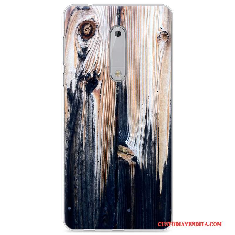 Custodia Nokia 5 Colore Morbido Legno, Cover Nokia 5 Creativo Grigiotelefono