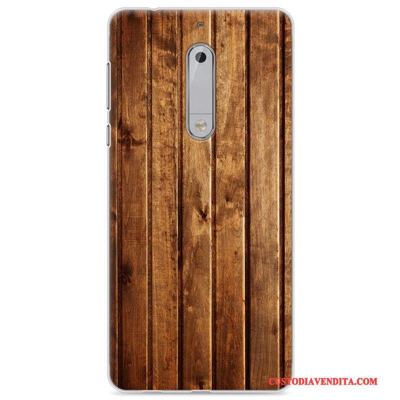 Custodia Nokia 5 Colore Morbido Legno, Cover Nokia 5 Creativo Grigiotelefono