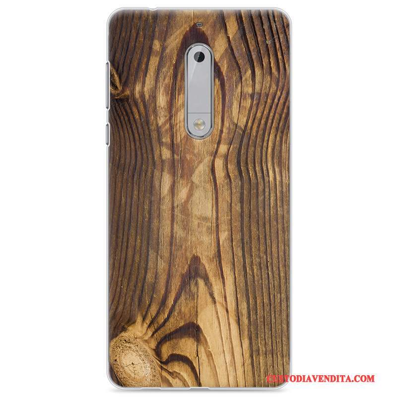 Custodia Nokia 5 Colore Morbido Legno, Cover Nokia 5 Creativo Grigiotelefono