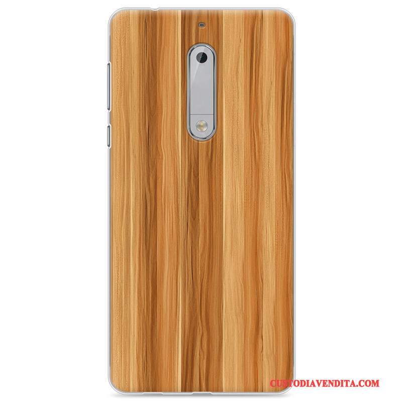 Custodia Nokia 5 Colore Morbido Legno, Cover Nokia 5 Creativo Grigiotelefono