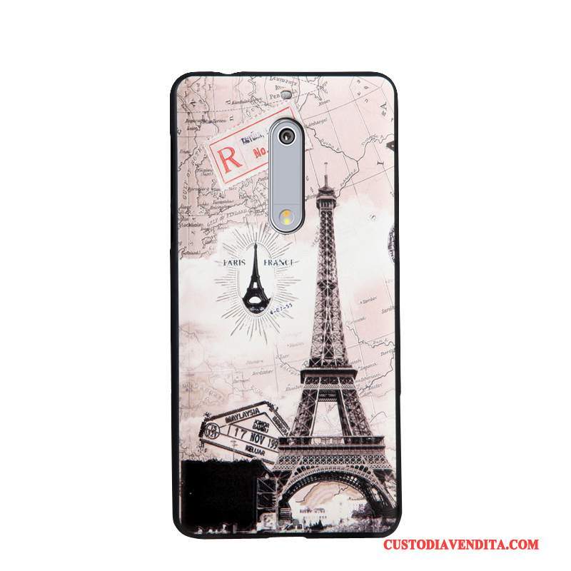 Custodia Nokia 5 Colore Rosa Chiaro, Cover Nokia 5 Goffratura Tendenza Morbido