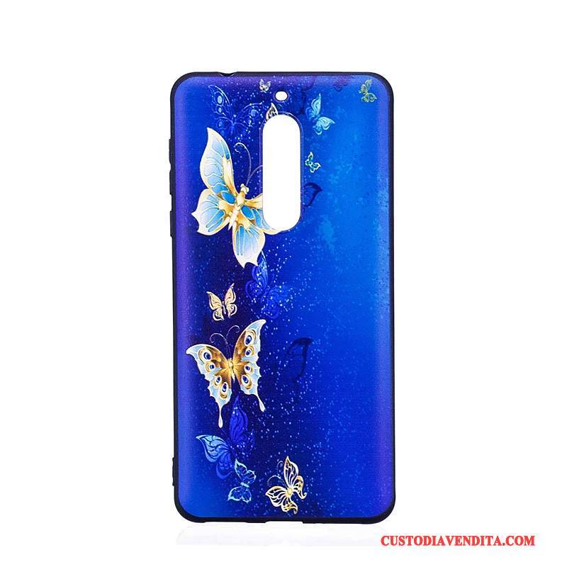 Custodia Nokia 5 Colore Tendenza Blu, Cover Nokia 5 Protezione Morbidotelefono