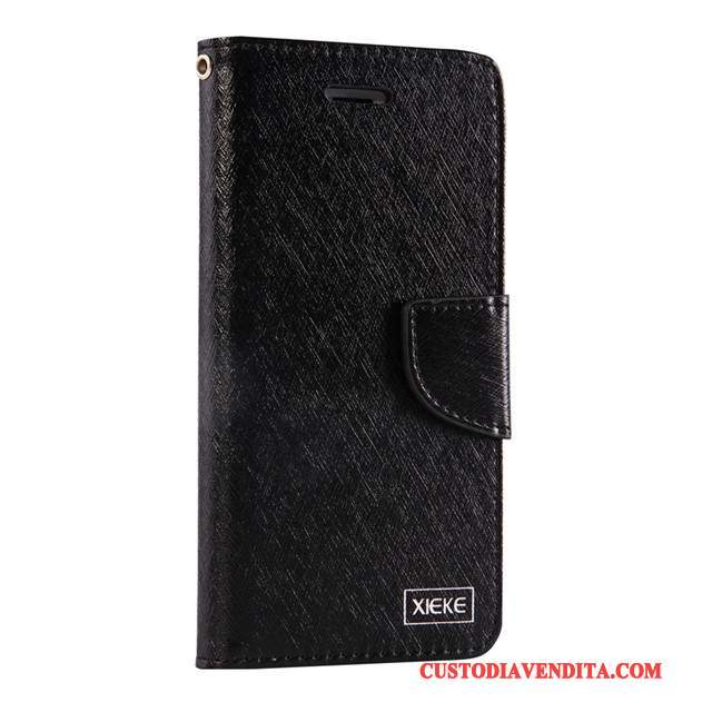 Custodia Nokia 5 Folio Telefono Nero, Cover Nokia 5 Pelle Monocromatico Morbido