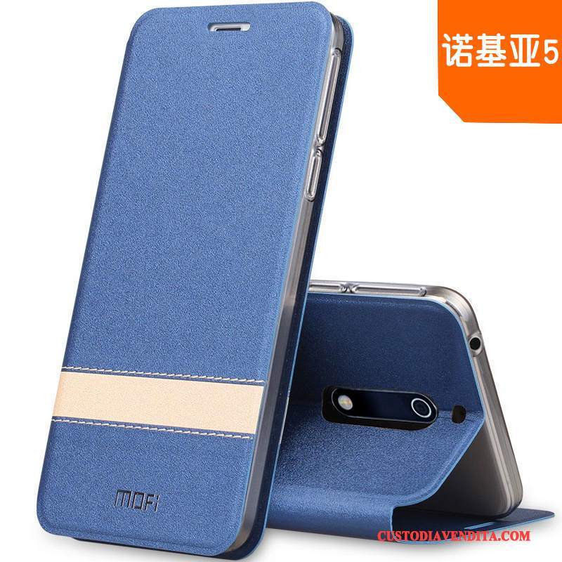 Custodia Nokia 5 Pelle Telefono Anti-caduta, Cover Nokia 5 Protezione Morbido Blu Scuro