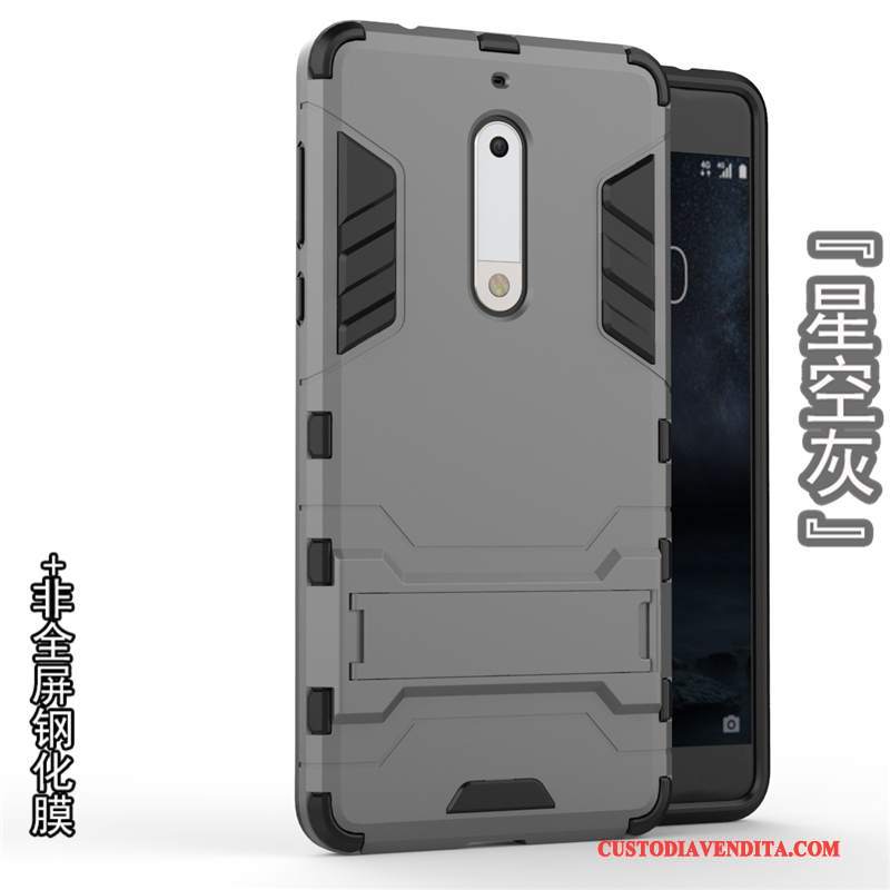 Custodia Nokia 5 Protezione Telefono Difficile, Cover Nokia 5 Oro Anti-caduta