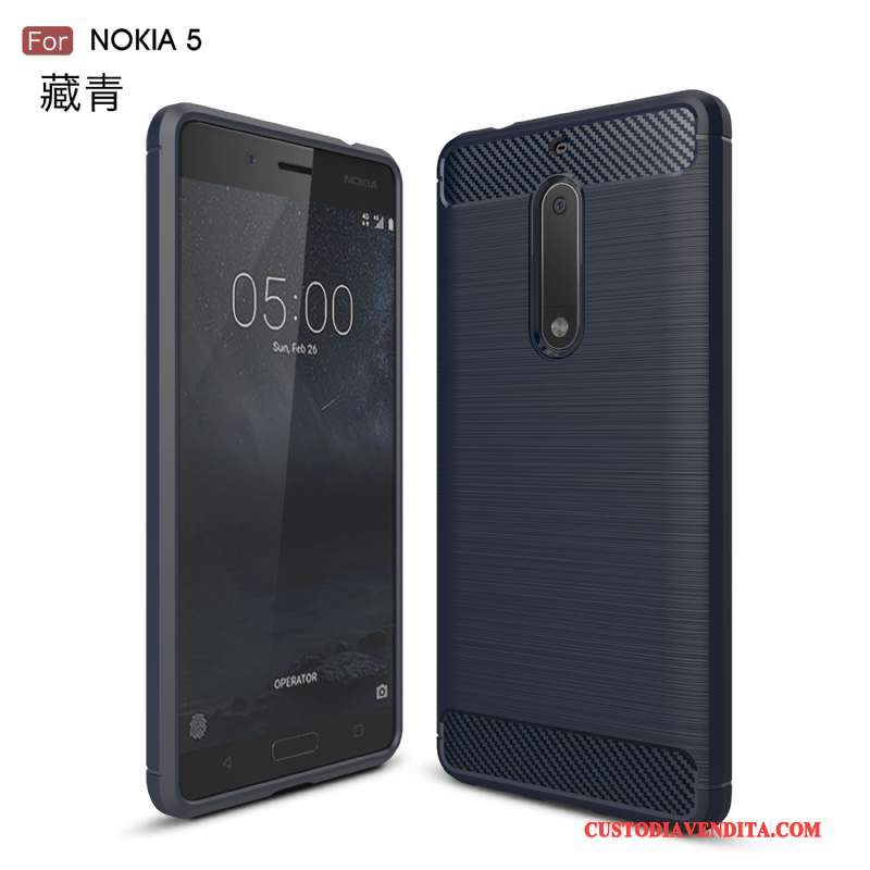 Custodia Nokia 5 Silicone Macchiatitelefono, Cover Nokia 5 Protezione Fibra Nero