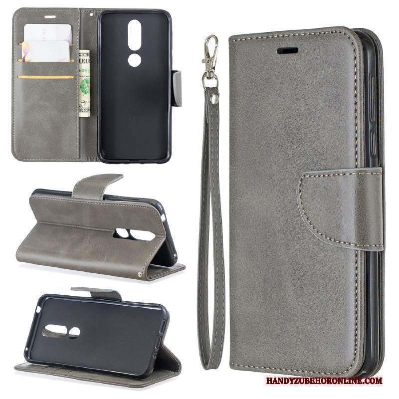 Custodia Nokia 6.1 Pelle Modello Supporto, Cover Nokia 6.1 Portafoglio Grigiotelefono