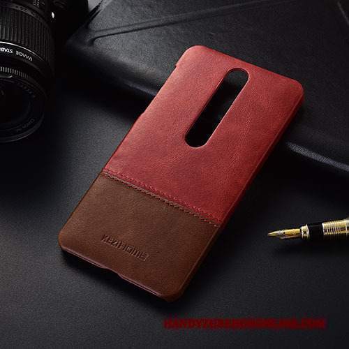 Custodia Nokia 6.1 Pelle Rosso, Cover Nokia 6.1 Protezione