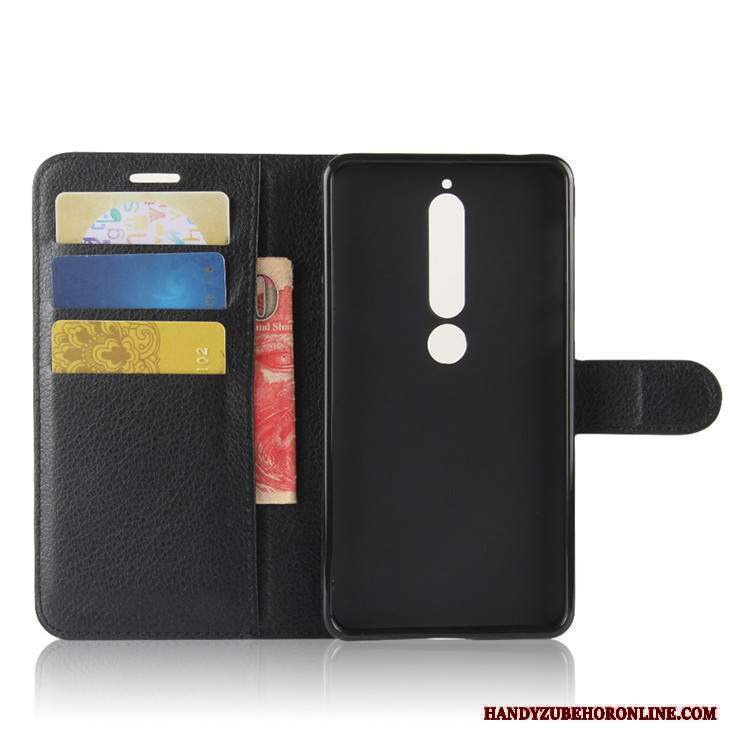 Custodia Nokia 6.1 Protezione Nero Carta, Cover Nokia 6.1 Pelle Supporto