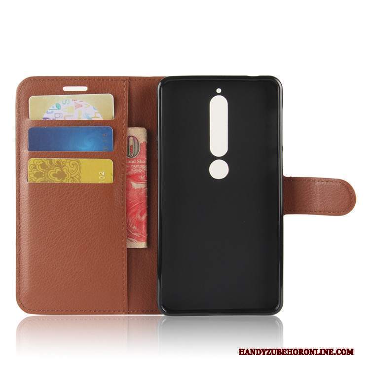 Custodia Nokia 6.1 Protezione Nero Carta, Cover Nokia 6.1 Pelle Supporto