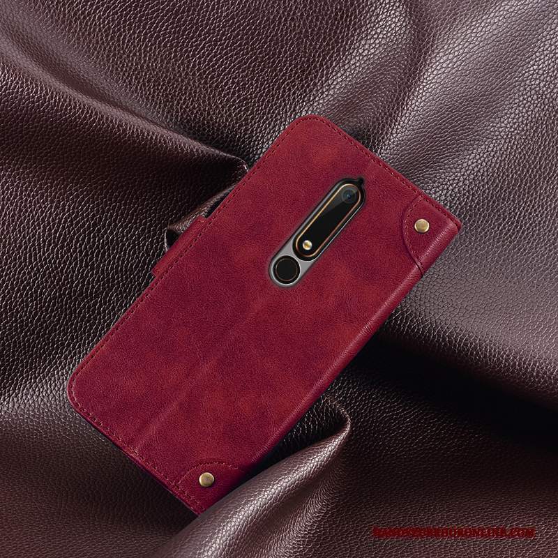 Custodia Nokia 6.1 Protezione Telefono Rosso, Cover Nokia 6.1 Creativo Carta Supporto