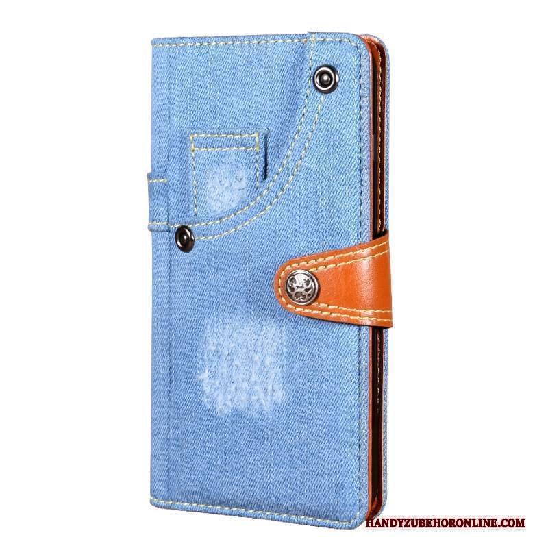 Custodia Nokia 6.2 Folio Nuovo Supporto, Cover Nokia 6.2 Pelle Denim Blu Scuro