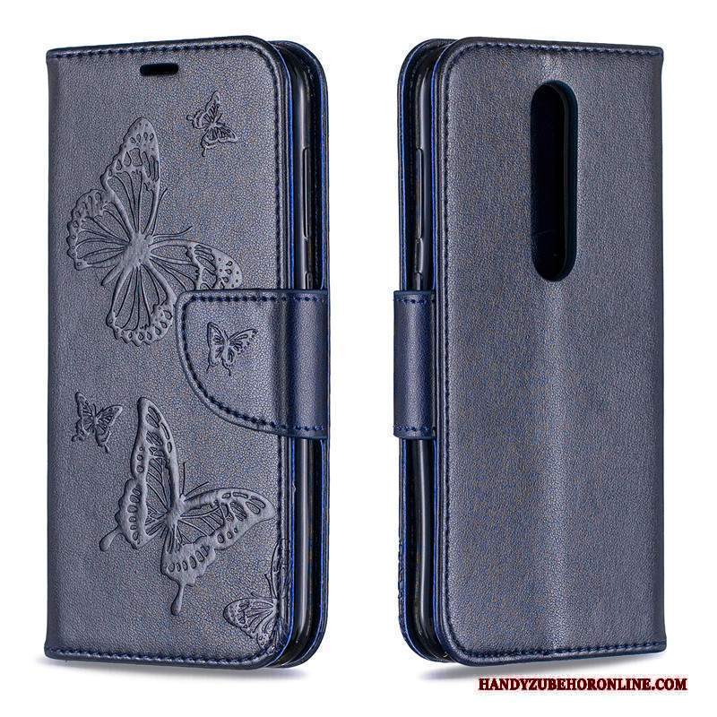 Custodia Nokia 6.2 Goffratura Farfalla Rosso, Cover Nokia 6.2 Folio Goffratura Ornamenti Appesi