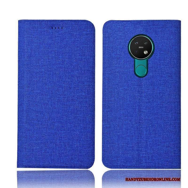 Custodia Nokia 6.2 Protezione Telefono Anti-caduta, Cover Nokia 6.2 Pelle Blu Cotone E Lino