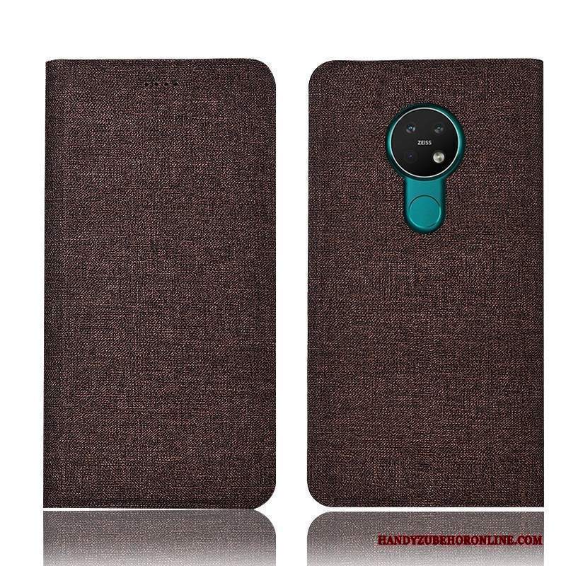 Custodia Nokia 6.2 Protezione Telefono Anti-caduta, Cover Nokia 6.2 Pelle Blu Cotone E Lino