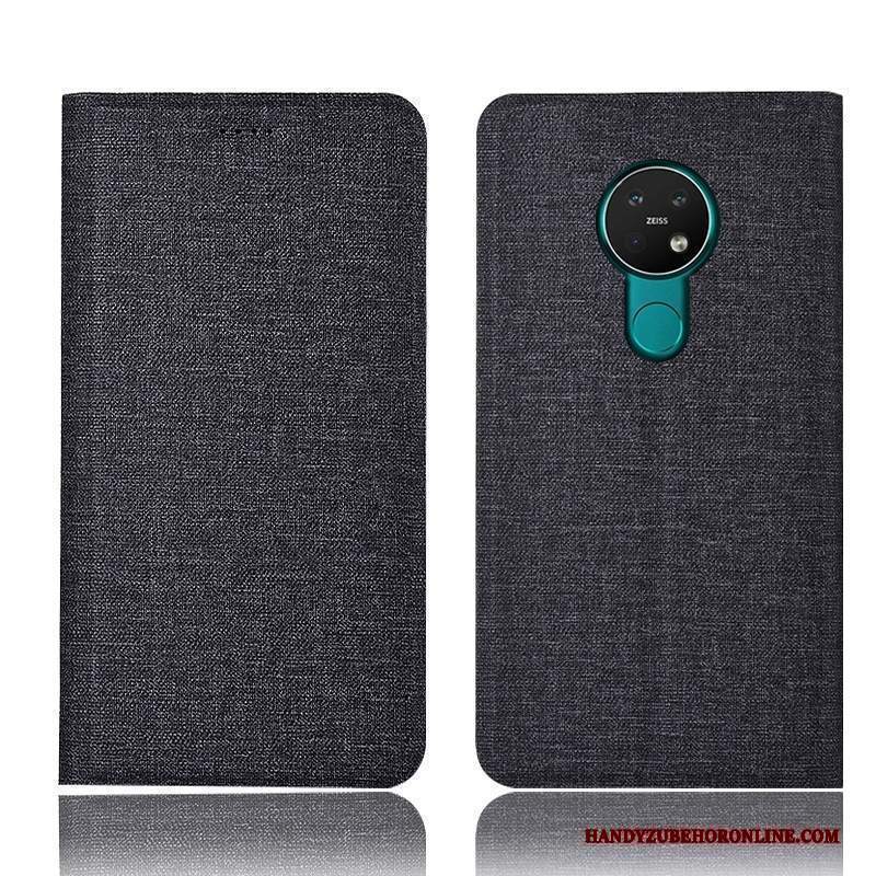 Custodia Nokia 6.2 Protezione Telefono Anti-caduta, Cover Nokia 6.2 Pelle Blu Cotone E Lino