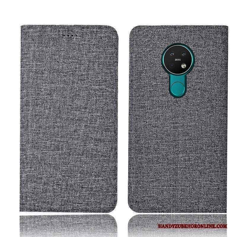 Custodia Nokia 6.2 Protezione Telefono Anti-caduta, Cover Nokia 6.2 Pelle Blu Cotone E Lino