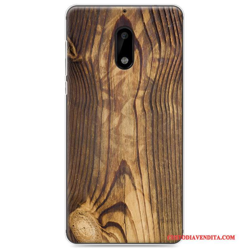 Custodia Nokia 6 Colore Tutto Incluso Legno, Cover Nokia 6 Protezione Telefono Bianco