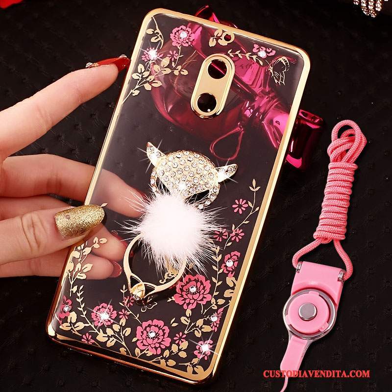 Custodia Nokia 6 Creativo Tendenza Rosa, Cover Nokia 6 Strass Telefono Ring