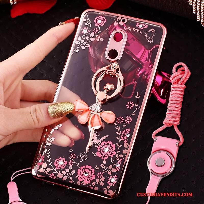 Custodia Nokia 6 Creativo Tendenza Rosa, Cover Nokia 6 Strass Telefono Ring