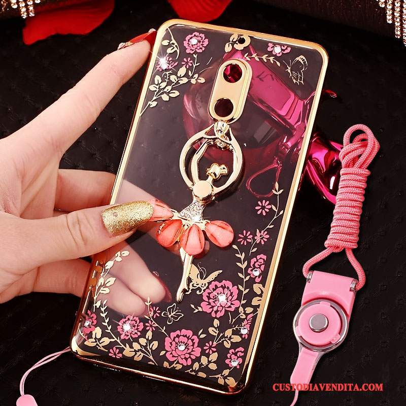 Custodia Nokia 6 Creativo Tendenza Rosa, Cover Nokia 6 Strass Telefono Ring