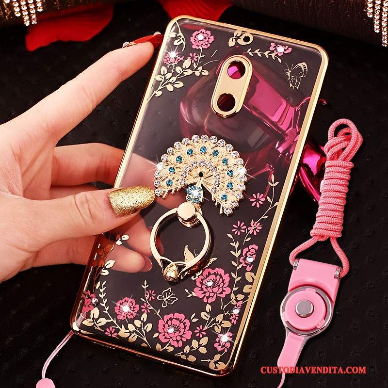 Custodia Nokia 6 Creativo Tendenza Rosa, Cover Nokia 6 Strass Telefono Ring