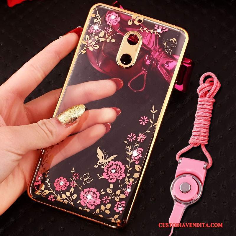 Custodia Nokia 6 Creativo Tendenza Rosa, Cover Nokia 6 Strass Telefono Ring