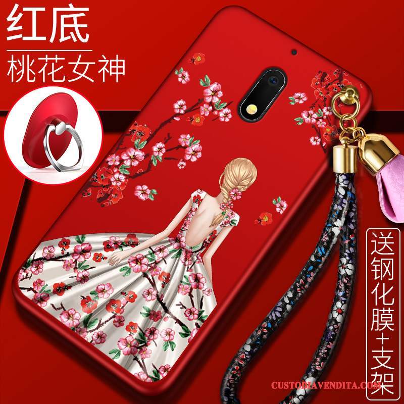 Custodia Nokia 6 Goffratura Tendenzatelefono, Cover Nokia 6 Protezione Rosso Macchiati