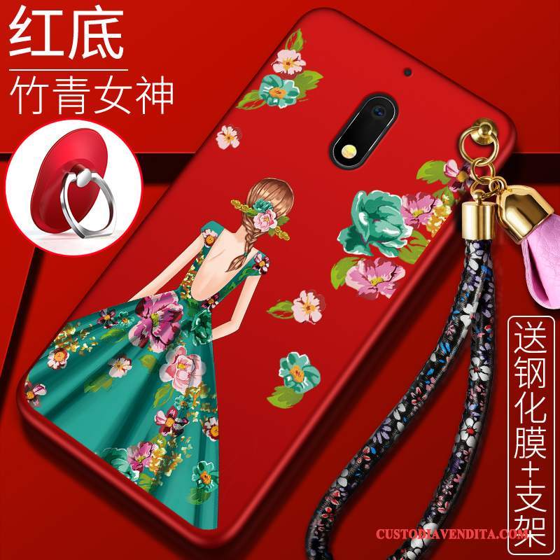 Custodia Nokia 6 Goffratura Tendenzatelefono, Cover Nokia 6 Protezione Rosso Macchiati