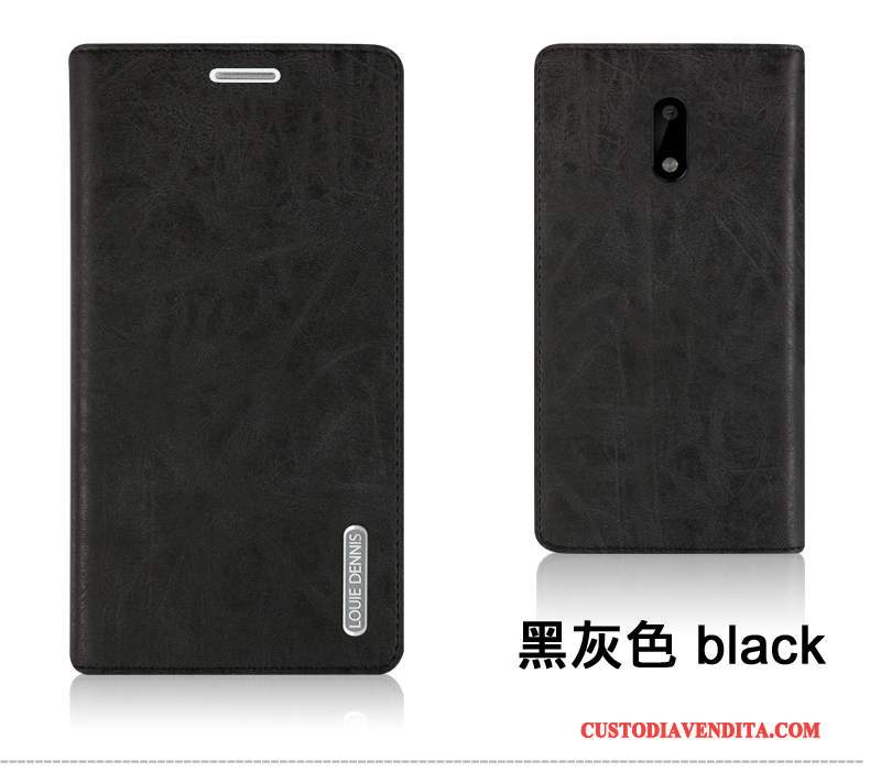 Custodia Nokia 6 Pelle Colore Profondo Anti-caduta, Cover Nokia 6 Protezione Porpora