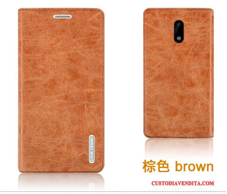 Custodia Nokia 6 Pelle Colore Profondo Anti-caduta, Cover Nokia 6 Protezione Porpora