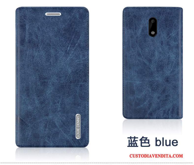 Custodia Nokia 6 Pelle Colore Profondo Anti-caduta, Cover Nokia 6 Protezione Porpora