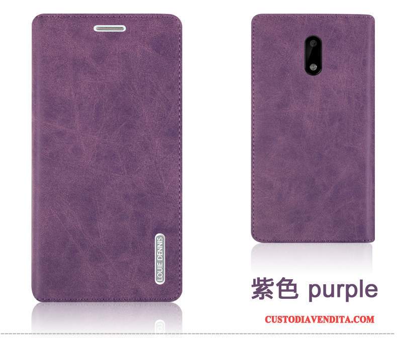 Custodia Nokia 6 Pelle Colore Profondo Anti-caduta, Cover Nokia 6 Protezione Porpora