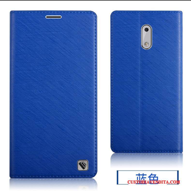 Custodia Nokia 6 Pelle Tutto Incluso Argento, Cover Nokia 6 Protezione Grigio Porpora